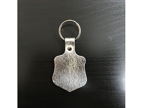 Silver - Real Leather Key Fob - Shield